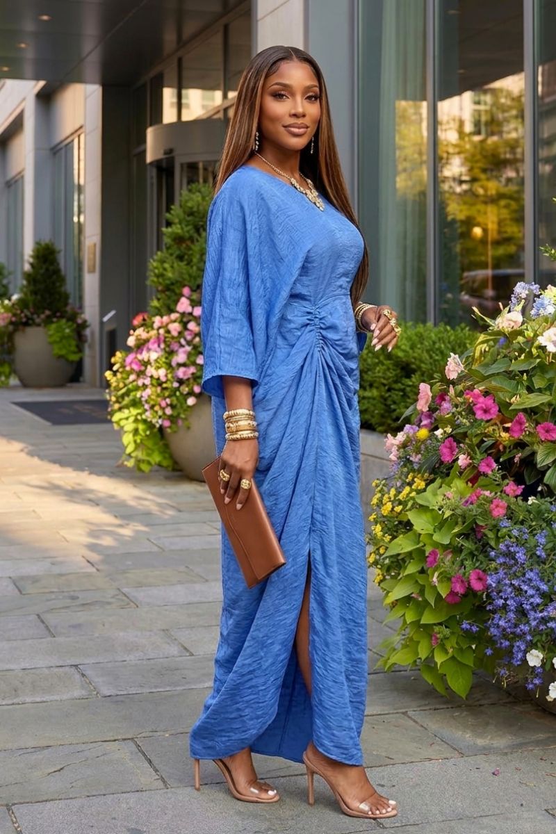 THE BLUE ALE PLISSE DRESS